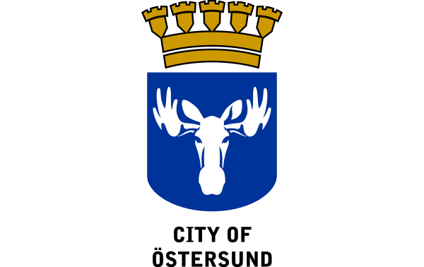 Kommunvapen stående engelsk text