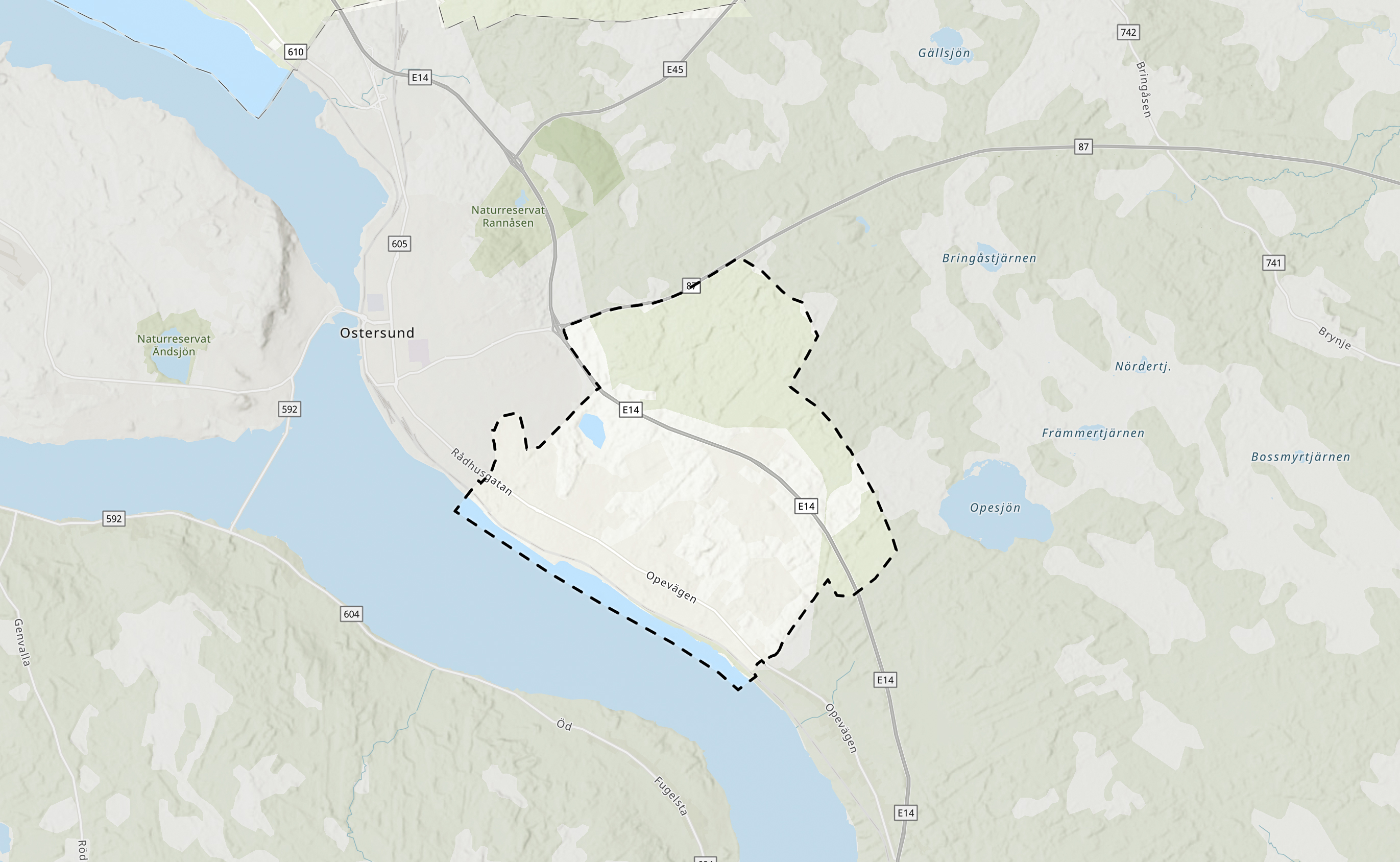 Karta över södra Östersund.