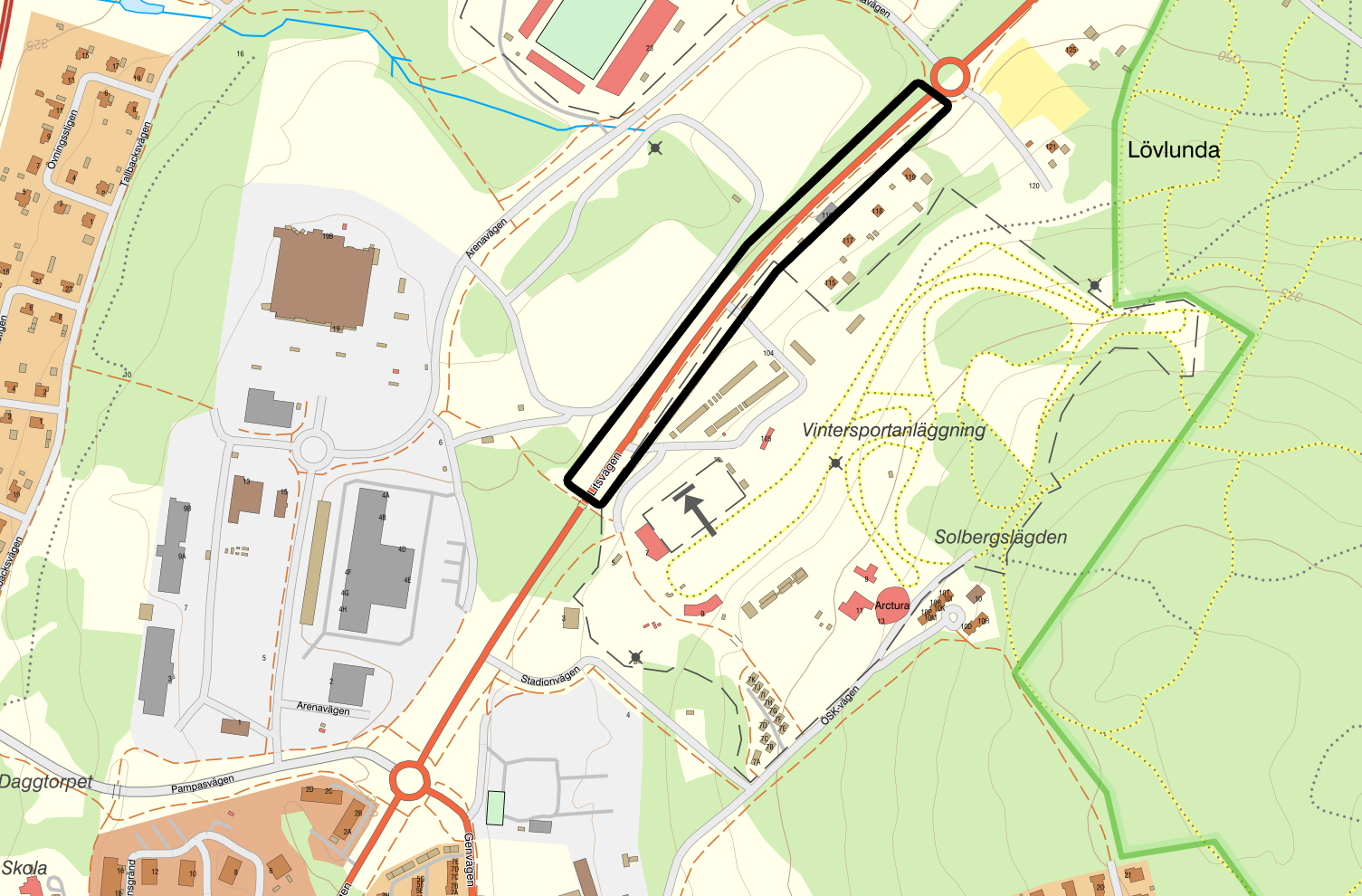 Karta som visar var trafikstörningen är