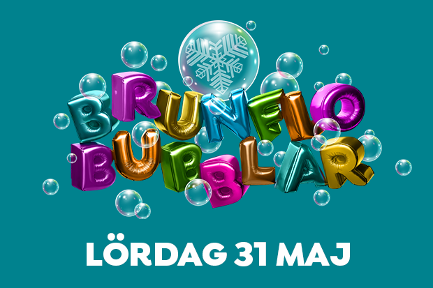 bild där det står Brunflo bubblar lördag 31 maj