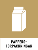 symbol för pappersförpackning, en tetrapack på beige bakgrund