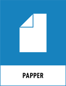 Symbol för papper, ett vitt ark med hundöra på blå bakgrund
