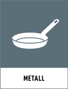 Stekpanna som symbol för metall på en grå bakgrund
