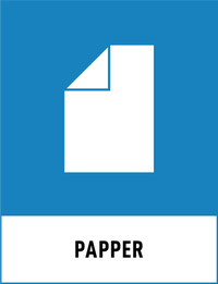 Symbol för returpapper på blå bakgrund