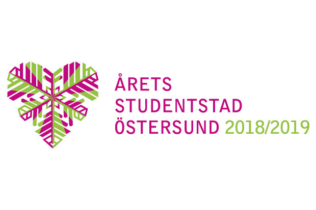 Studentstadshjärtat som är ett Östersundshjärta i lila och grönt som är studentstadens färger