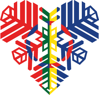 Hjärtformad snöflinga i samiska flaggans färger rött, grönt, gult och blått.