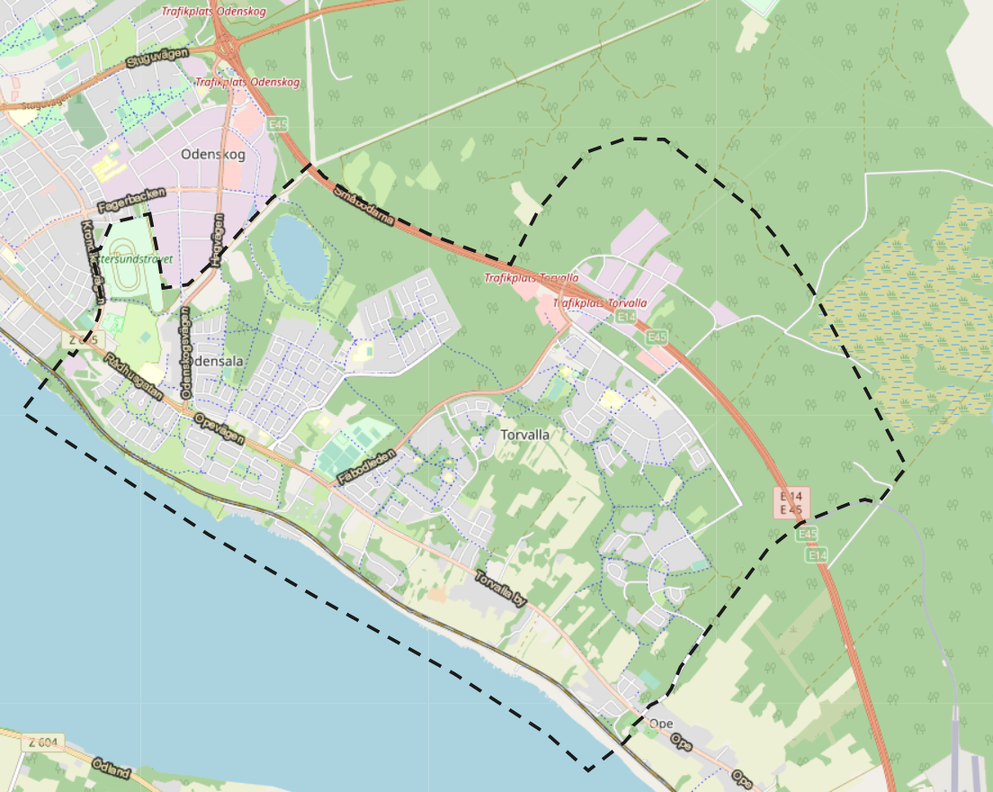 Karta över södra Östersund.