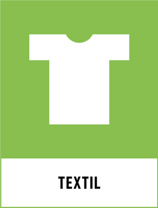 Vit t-shirt på äppelgrön bakgrund. Texten textil under.  