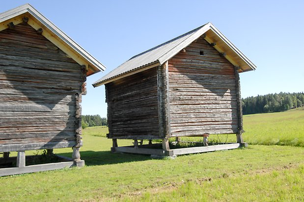 Knytta 9:2. Två grå, timrade härbren.