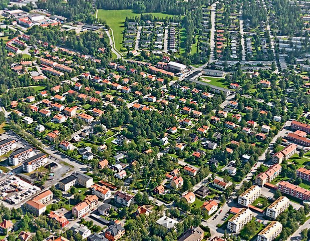 Flygfoto över Karlslund
