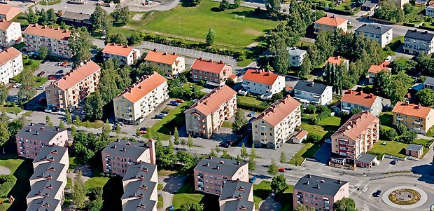 Flygfoto över kvarteret Strömmingen