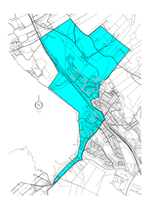 Karta med blått område
